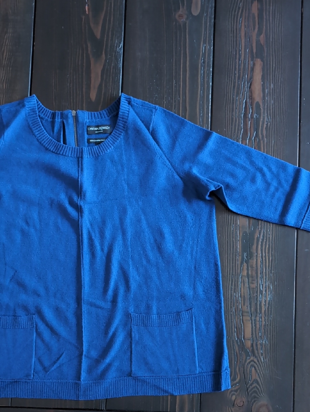 Cynthia Rowley Royal Blue Merino Wool Crewneck Sweater